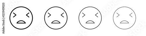 Desperate emoji icon linear logo isolated