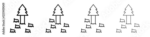 Destruction of forests icon linear logo isolated
