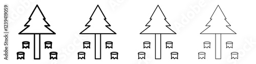 Destruction of forests icon linear logo isolated
