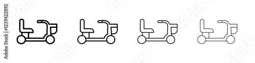 Electric wheelchair scooter icon linear logo isolated