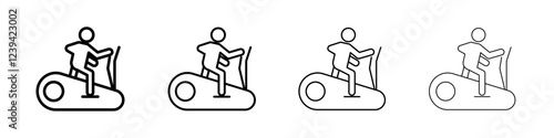 Elliptical bike icon linear logo isolated