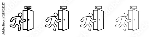 Emergency exit icon linear logo isolated
