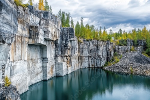 Karelia marble quarry nature backdrop close up view photo