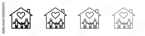 family safe at home icon linear logo isolated
