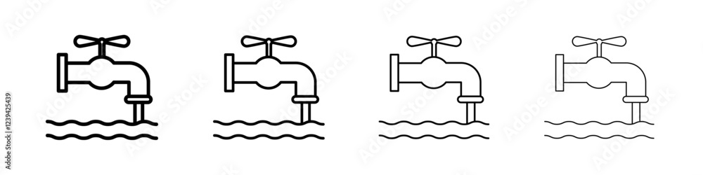 Faucet tap water icon linear logo isolated