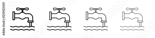 Faucet tap water icon linear logo isolated