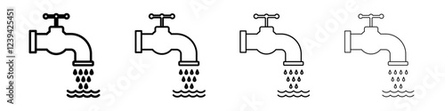 Faucet tap water icon linear logo isolated
