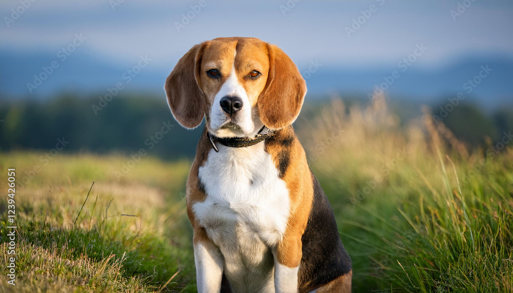 portrait of a beagle sitting in the front of a gray heritage portrait of a beagle sitting in the front of a gray heritage