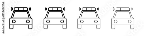 Flashing police car icon linear logo isolated
