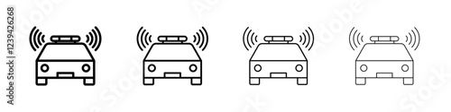 Flashing police car icon linear logo isolated