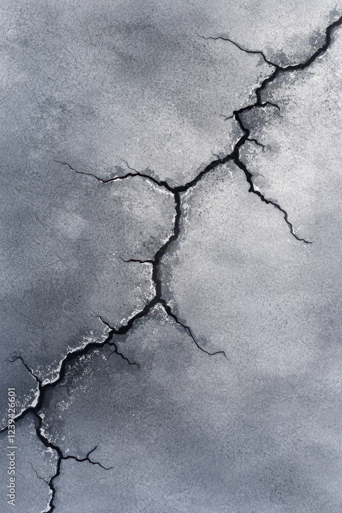 Fototapeta premium Cracked Gray Surface with Textured Patterns and Contrasting Lines