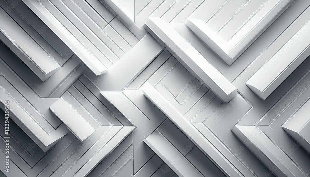 Obraz premium modern white geometric background with 3d square layers and subtle shadows