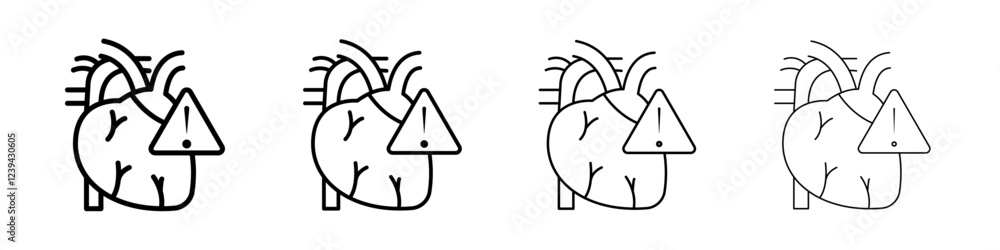 Heart risk icon Outline sign symbol set Heart risk icon Outline sign symbol set