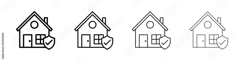 Home insurance icon Outline sign symbol set Home insurance icon Outline sign symbol set