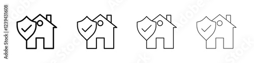 home insurance icon Outline sign symbol set