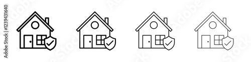 Home insurance icon Outline sign symbol set