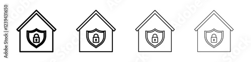 Home security icon Outline sign symbol set