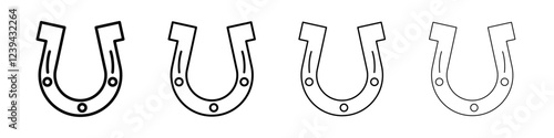 Horseshoe icon Outline sign symbol set