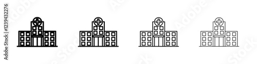 Hospital icon Outline sign symbol set
