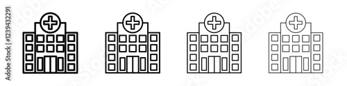 Hospital Icon Outline sign symbol set