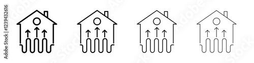 House heating icon Outline sign symbol set