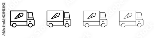 Ice cream van icon Outline sign symbol set