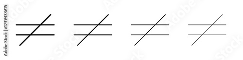 Inequality icon Outline sign symbol set