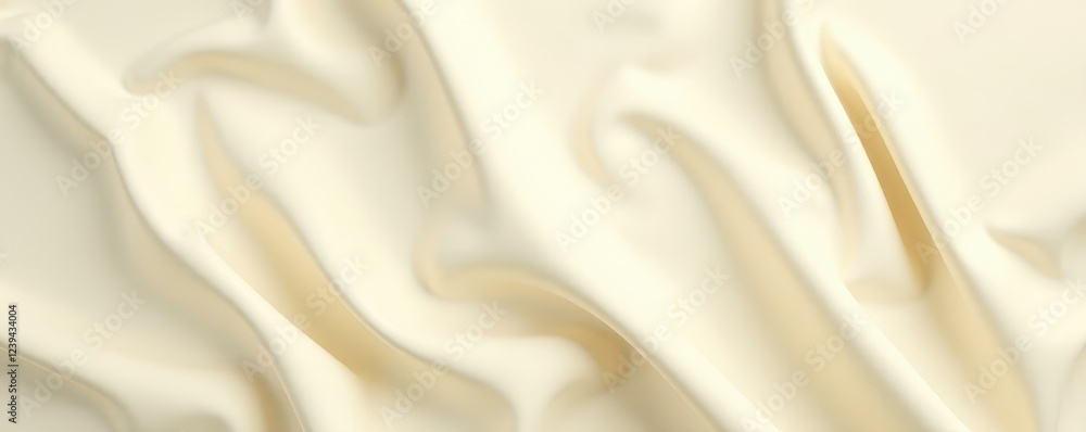 Fototapeta premium Wrinkled cream fabric, showing folds and creases , texture, design