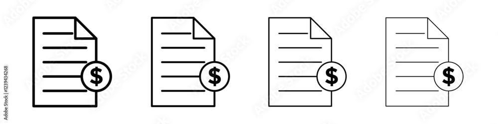 Invoice document icon Outline sign symbol set Invoice document icon Outline sign symbol set