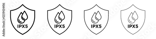 Ipx5 waterproof icon Outline sign symbol set