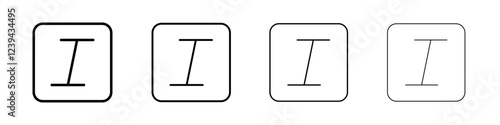 Italic button icon Outline sign symbol set