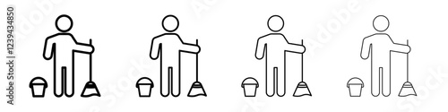 Janitor icon Outline sign symbol set
