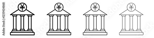 Japanese bank icon Outline sign symbol set