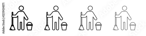 Janitor icon Outline sign symbol set