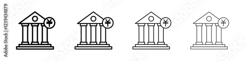 Japanese bank icon Outline sign symbol set