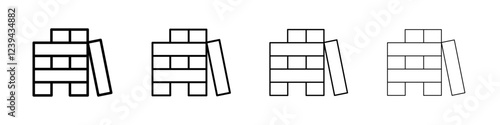Jenga icon Outline sign symbol set