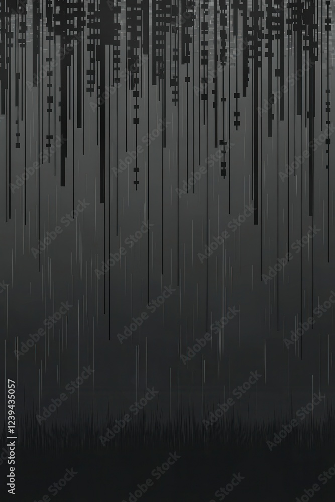 Abstract Dark Vertical Line Pattern with Rain-Like Texture Effect Abstract Dark Vertical Line Pattern with Rain-Like Texture Effect