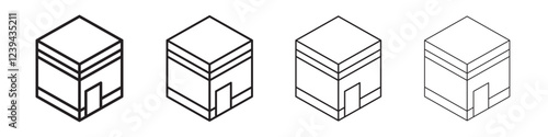 Kaaba icon Outline sign symbol set