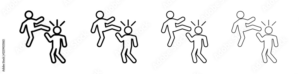 Kickboxing icon Outline sign symbol set Kickboxing icon Outline sign symbol set