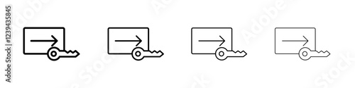 Keycard access icon Outline sign symbol set