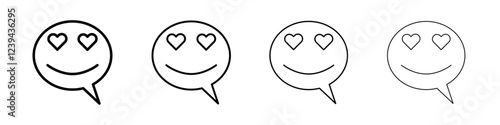 Lady Love Smiley Message icon Outline sign symbol set
