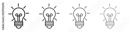 Lamp icon Outline sign symbol set