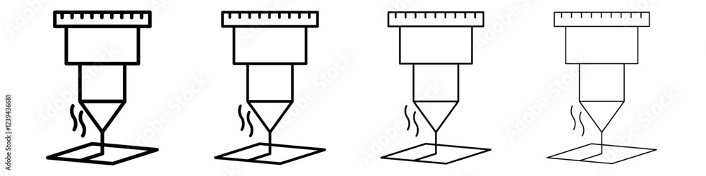 Fototapeta premium Laser machine icon Outline sign symbol set
