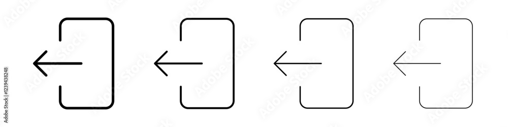 Log out icon Outline sign symbol set