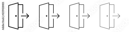 Logout icon Outline sign symbol set