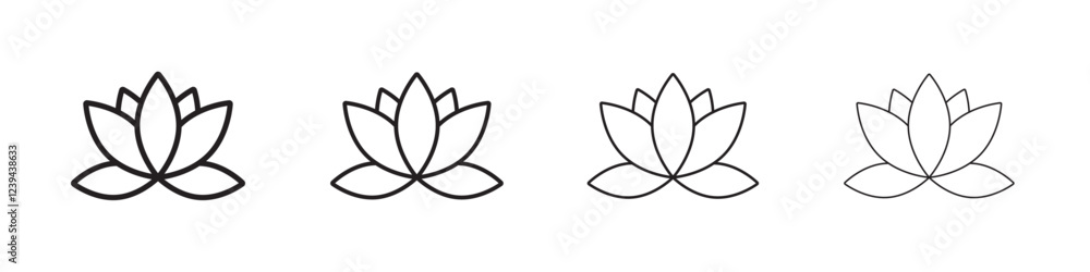 Lotus icon Outline sign symbol set