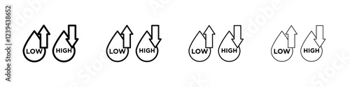 Low and high cholesterol icon Outline sign symbol set