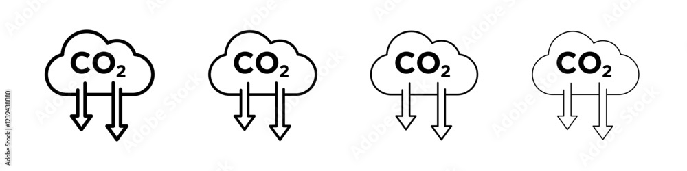 Low carbon dioxide icon Outline sign symbol set