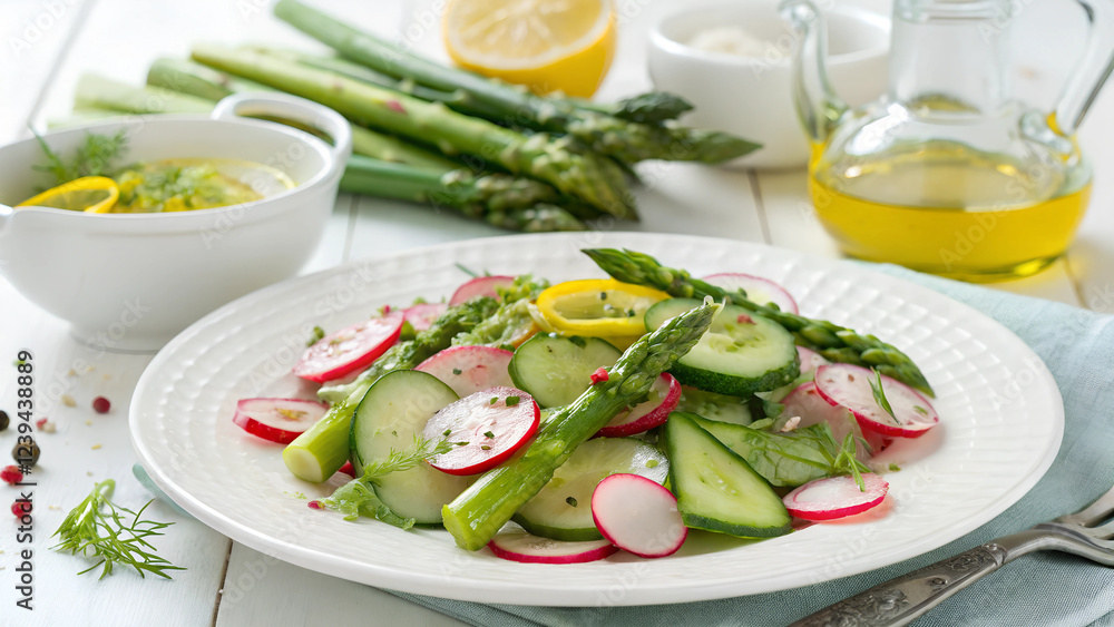 Vibrant Asparagus and Cucumber Salad with Radishes and Lemon Vibrant Asparagus and Cucumber Salad with Radishes and Lemon
