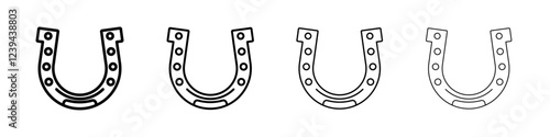 lucky horseshoe icon Outline sign symbol set